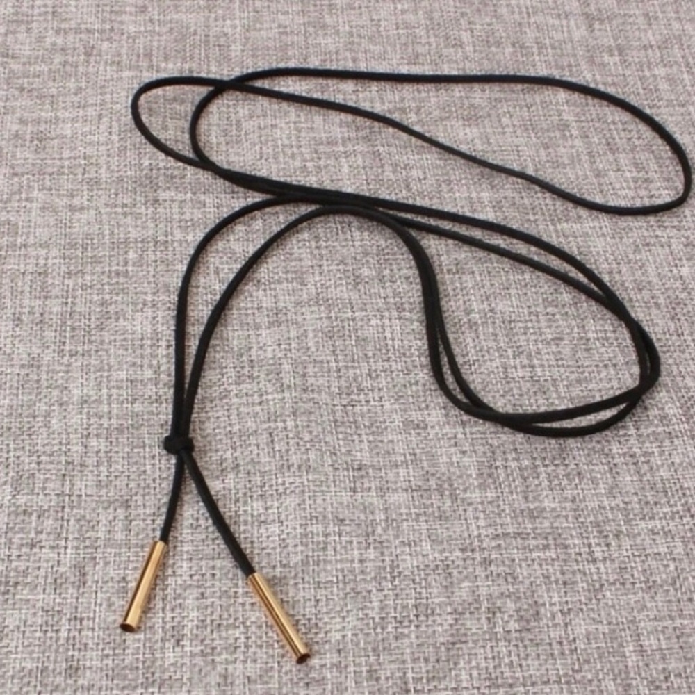 Black Wrap Necklace with Gold Pendants - Picture 3 of 4